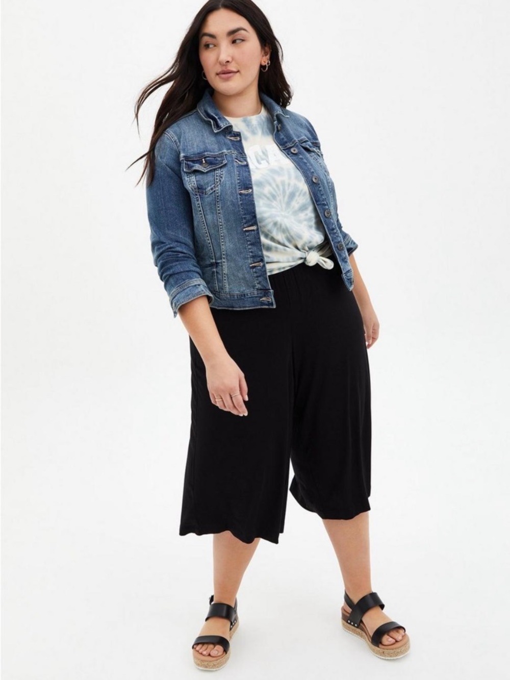 Old Navy XXL Black Wide-Leg Cropped Pants/Culottes